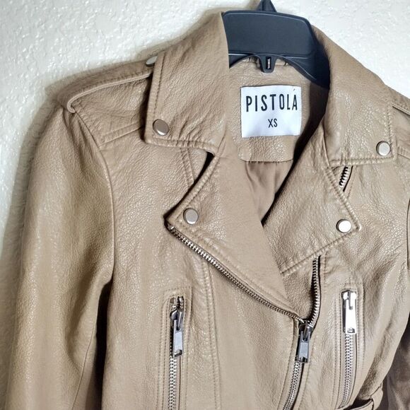 Pistola Tracy Cropped Faux Leather Moto Jacket sz Xs - Picture 3 of 10